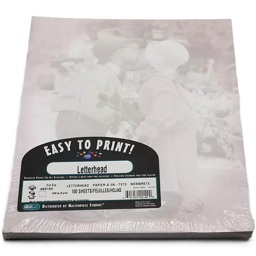 Great Papers First Kiss Letterhead 100 Sheets Wedding Romance NEW